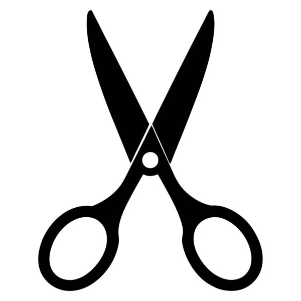иконка вектора режущих ножниц. черный вектор значок изолирован на белом фоне