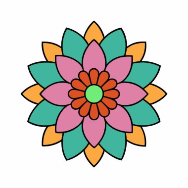 Süslü çiçek mandala vektör sanatı