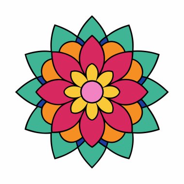 Süslü çiçek mandala vektör sanatı