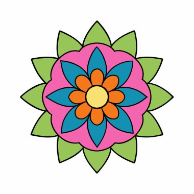 Süslü çiçek mandala vektör sanatı