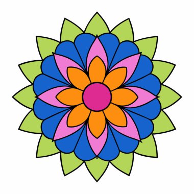 Süslü çiçek mandala vektör sanatı