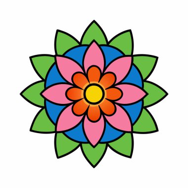 Süslü çiçek mandala vektör sanatı