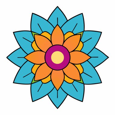Süslü çiçek mandala vektör sanatı