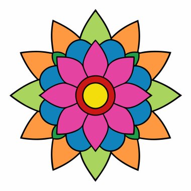 Renkli mandala vektörü, soyut çiçek mandala