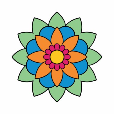 Renkli mandala vektörü, soyut çiçek mandala