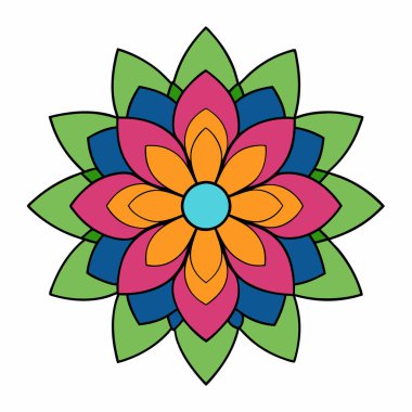 Renkli mandala vektörü, soyut çiçek mandala