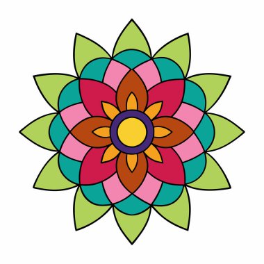 Renkli mandala vektörü, soyut çiçek mandala