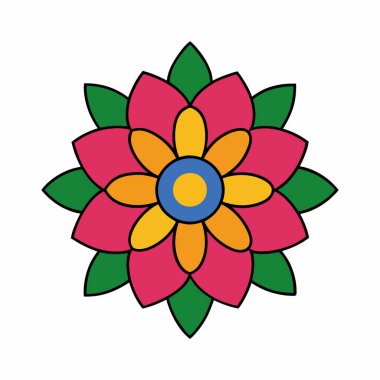 Renkli mandala vektörü, soyut çiçek mandala