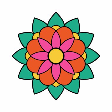 Renkli mandala vektörü, soyut çiçek mandala