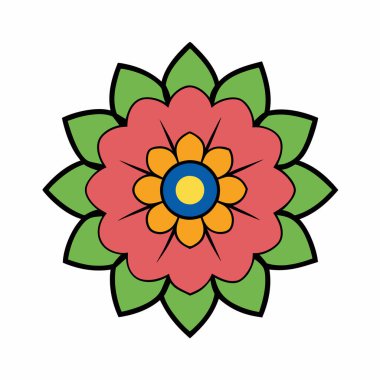 Renkli mandala vektörü, soyut çiçek mandala