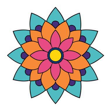 Renkli mandala vektörü, soyut çiçek mandala