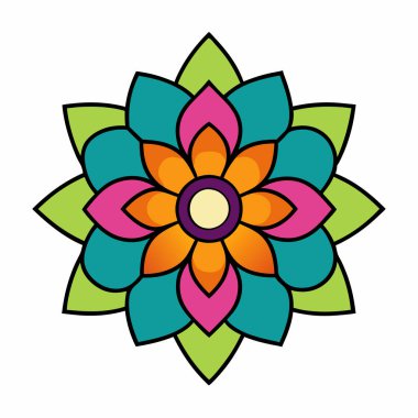 Renkli mandala vektörü, soyut çiçek mandala