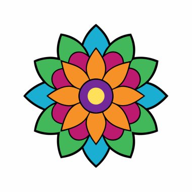 Renkli mandala vektörü, soyut çiçek mandala