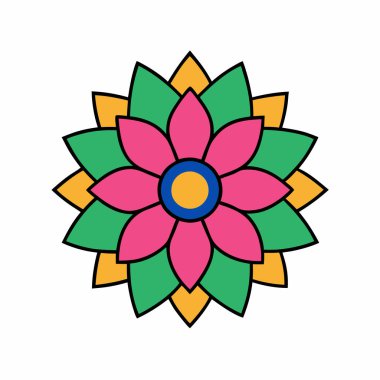 Renkli mandala vektörü, soyut çiçek mandala