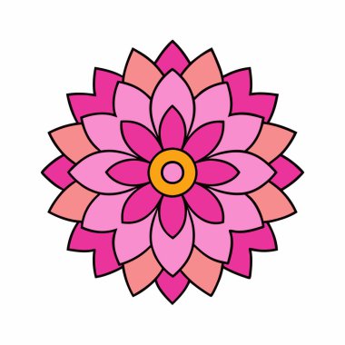 Renkli çiçek mandala, El çizimi mandala vektör çizimi