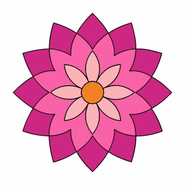 Renkli çiçek mandala, El çizimi mandala vektör çizimi