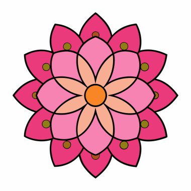 Renkli çiçek mandala, El çizimi mandala vektör çizimi