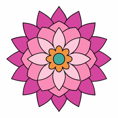 Renkli çiçek mandala, El çizimi mandala vektör çizimi