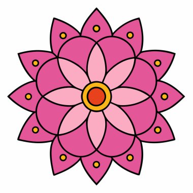 Renkli çiçek mandala, El çizimi mandala vektör çizimi