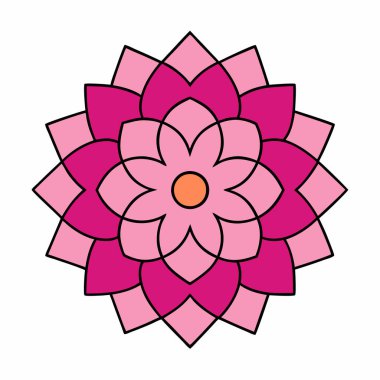 Renkli çiçek mandala, El çizimi mandala vektör çizimi