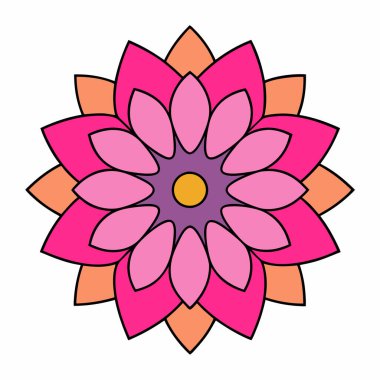 Renkli çiçek mandala, El çizimi mandala vektör çizimi
