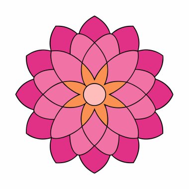 Renkli çiçek mandala, El çizimi mandala vektör çizimi