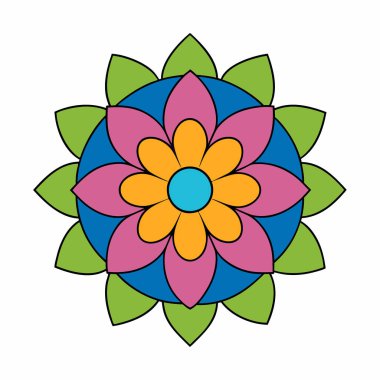 Çiçekli mandala, el yapımı dekoratif mandala sanatı.