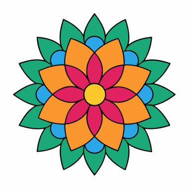 Çiçekli mandala, el yapımı dekoratif mandala sanatı.