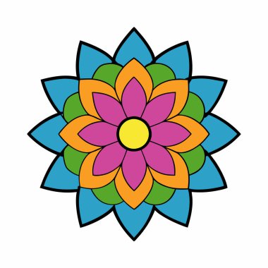 Çiçekli mandala, el yapımı dekoratif mandala sanatı.