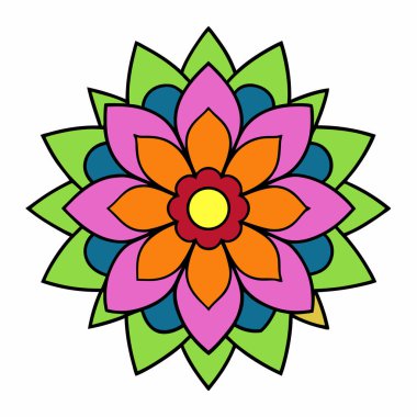 Çiçekli mandala, el yapımı dekoratif mandala sanatı.