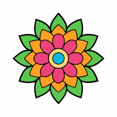 Çiçekli mandala, el yapımı dekoratif mandala sanatı.