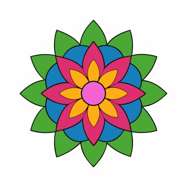 Çiçekli mandala, el yapımı dekoratif mandala sanatı.