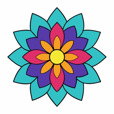 Çiçekli mandala, el yapımı dekoratif mandala sanatı.