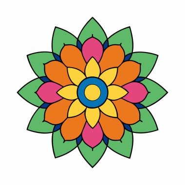 Çiçekli mandala, el yapımı dekoratif mandala sanatı.