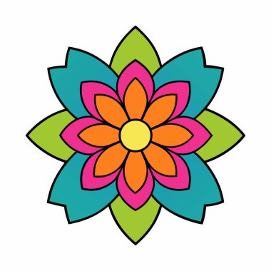 Çiçekli mandala, el yapımı dekoratif mandala sanatı.