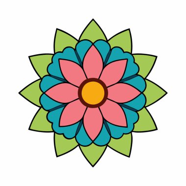 Çiçekli mandala, el yapımı dekoratif mandala sanatı.