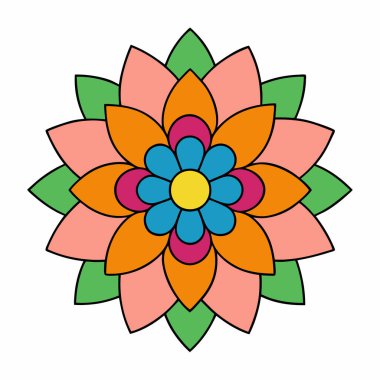 Çiçekli mandala, el yapımı dekoratif mandala sanatı.