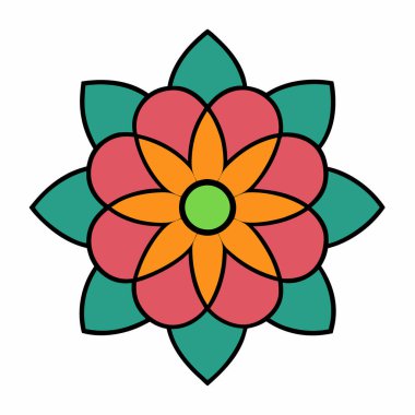 Çiçekli mandala, el yapımı dekoratif mandala sanatı.