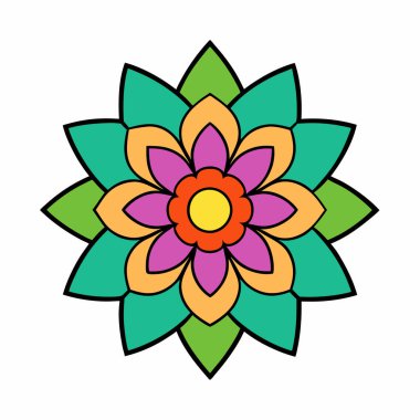 El çizimi dairesel çiçek soyut mandala vektör çizimi