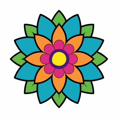 El çizimi dairesel çiçek soyut mandala vektör çizimi