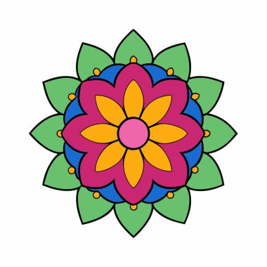 El çizimi dairesel çiçek soyut mandala vektör çizimi