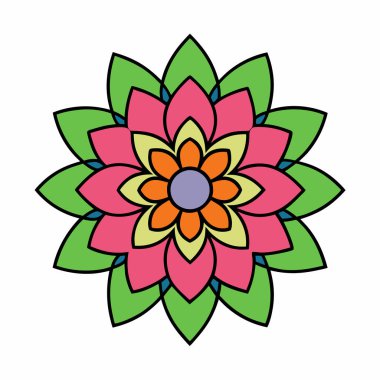 El çizimi dairesel çiçek soyut mandala vektör çizimi