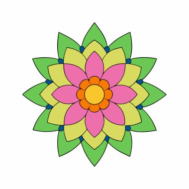 El çizimi dairesel çiçek soyut mandala vektör çizimi