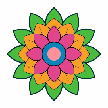 El çizimi dairesel çiçek soyut mandala vektör çizimi