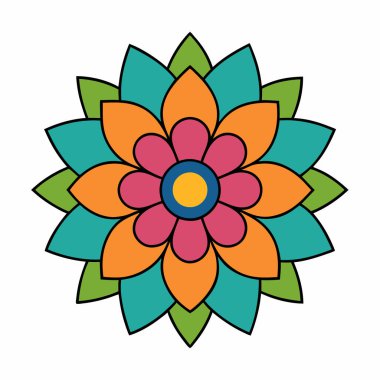 El çizimi dairesel çiçek soyut mandala vektör çizimi