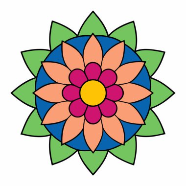 El çizimi dairesel çiçek soyut mandala vektör çizimi