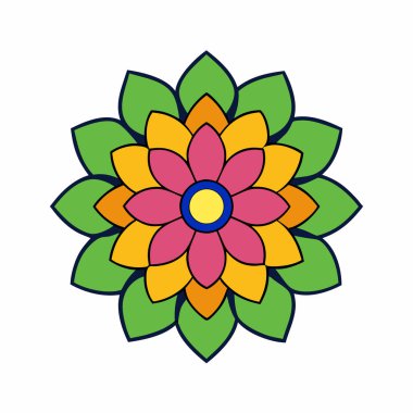 El çizimi dairesel çiçek soyut mandala vektör çizimi