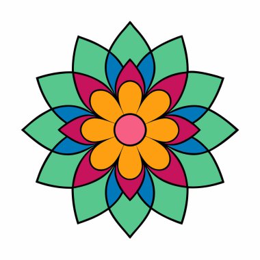 El çizimi dairesel çiçek soyut mandala vektör çizimi