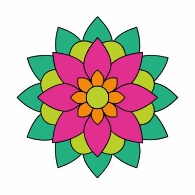 Dekoratif çiçek desenli mandala sanatı, soyut mandala sanatı