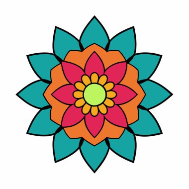 Dekoratif çiçek desenli mandala sanatı, soyut mandala sanatı